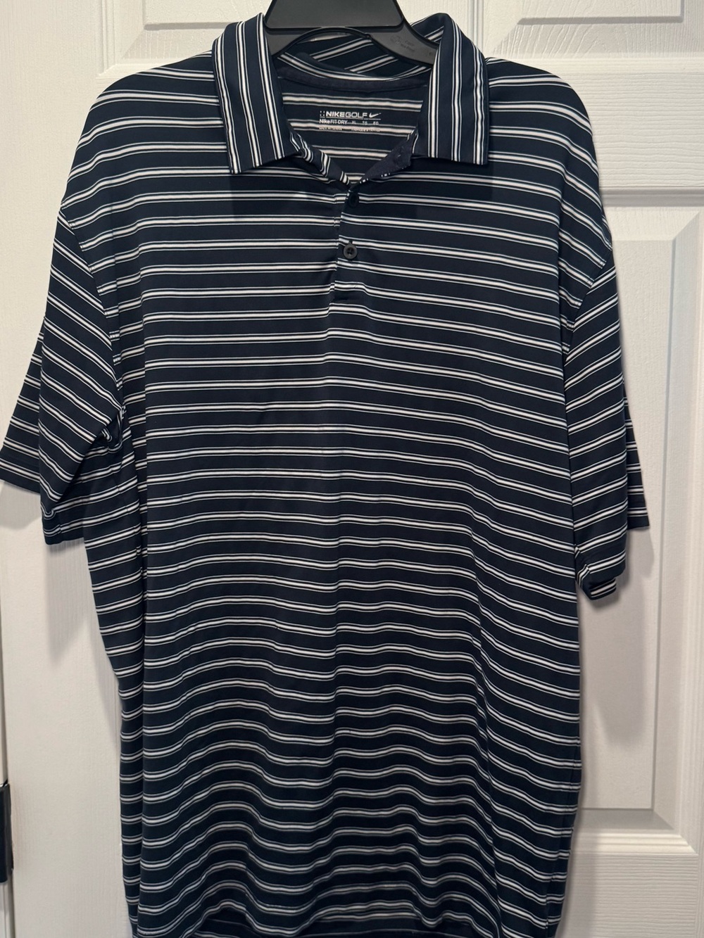 Nike Fit Dry Golf Men’s Navy & White Striped Active Performance Polo Shirt XL